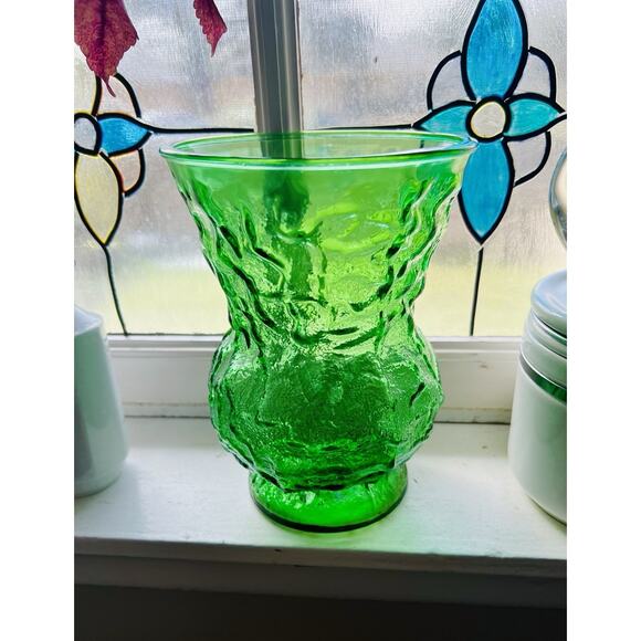 Vintage E.O Brody Co. Emerald Green Full Bouquet Art Glass Vase - 1970’s - Picture 7 of 7